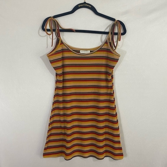 Urban Outfitters Y2K 90s Mini Baddie Stripped Tie Strap Dress Size M - Picture 1 of 7